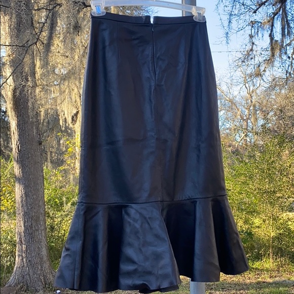 Michael Kors Collection black leather pencil skirt